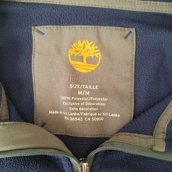 TImberland 1/4 Zip Fleece Pullover Navy/Gray Size M - Picture 5 of 9